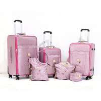 6 pieces 20'' 24'' 28'' pu leather travel trolley luggage Bag with cosmetic bag and handbag