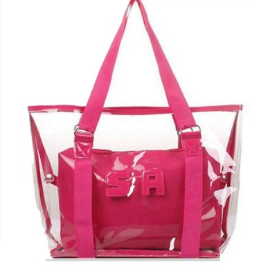 Newest Fashion hand bag for lady popular clear plastic tote beach bags