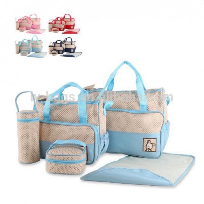 Wholesale custom logo fashion baby diaper bag 5pc sets waterproof baby mummy bag for mom